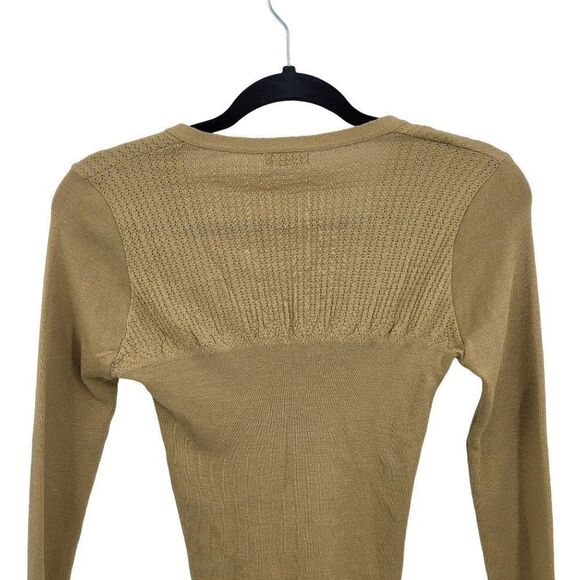 90's United Colors Of Benetton Cardigan Sweater Mini Wool Button Tie Camel XXS - Picture 6 of 10